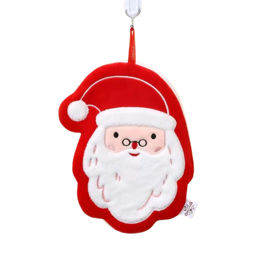 Red And White Santa Clause Design Christmas Hanging Towel In A White Background