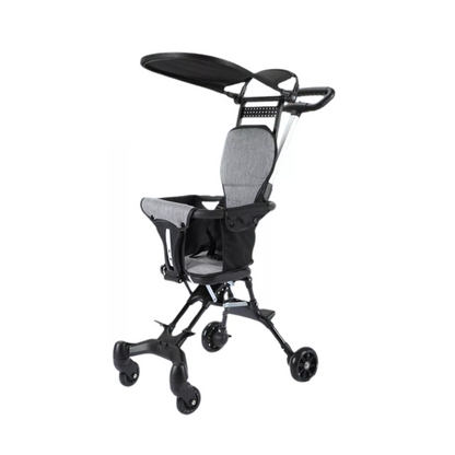 Black Foldable Baby Stroller with 360° Universal Wheel In A White Background