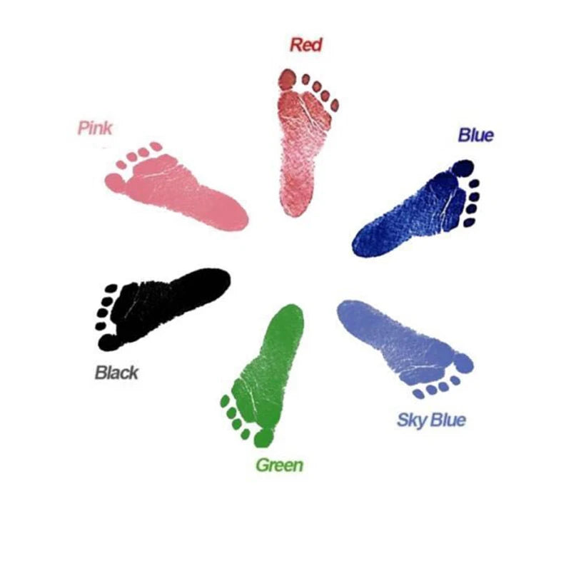 Image of six colorful footprints each labeled with a color: Pink, Red, Blue, Black, Green, and Sky Blue.