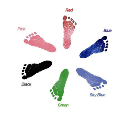 Image of six colorful footprints each labeled with a color: Pink, Red, Blue, Black, Green, and Sky Blue.