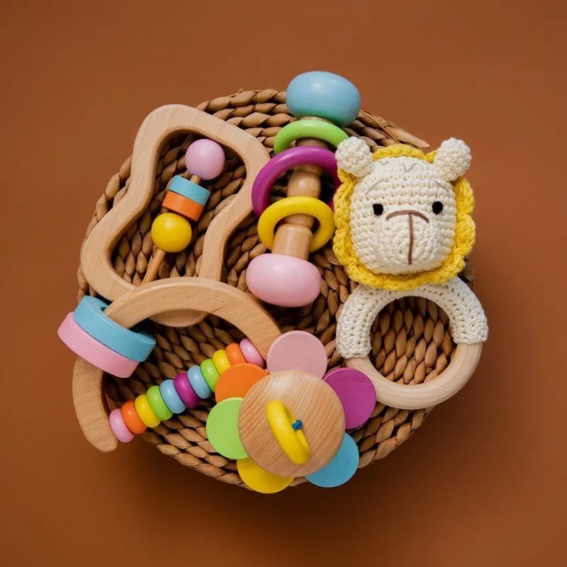 Wooden Rattle Baby Toy Set