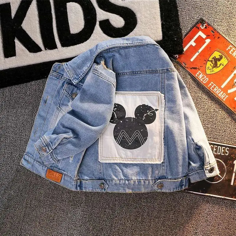 Mickey Mouse Designed Toddler Blue Denim Jacket Showcasing Back Design