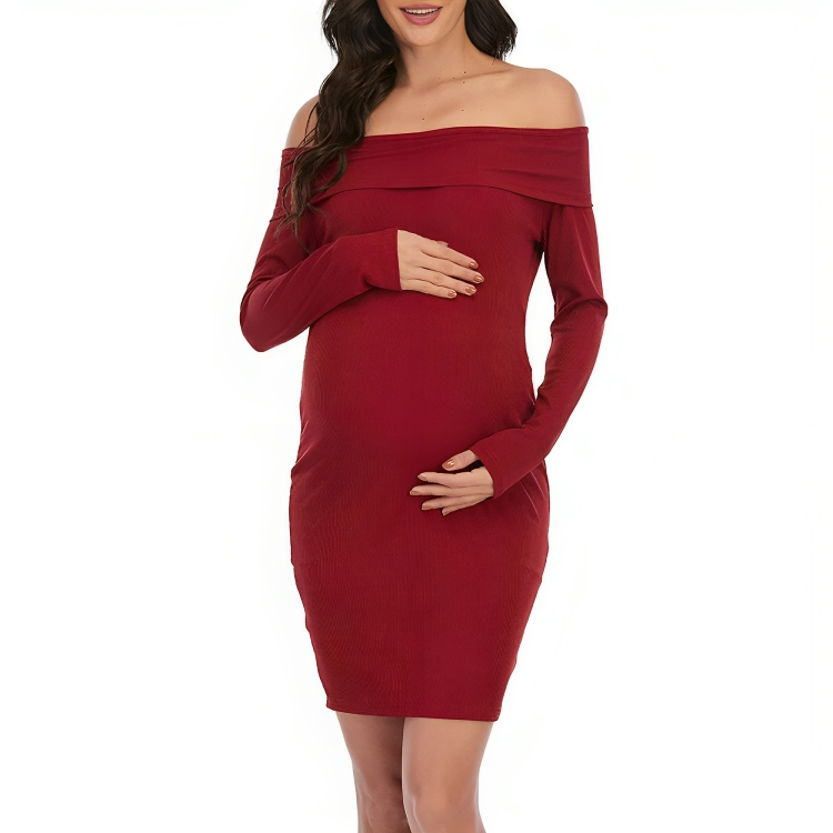 Shoulderless Maternity Casual Dress