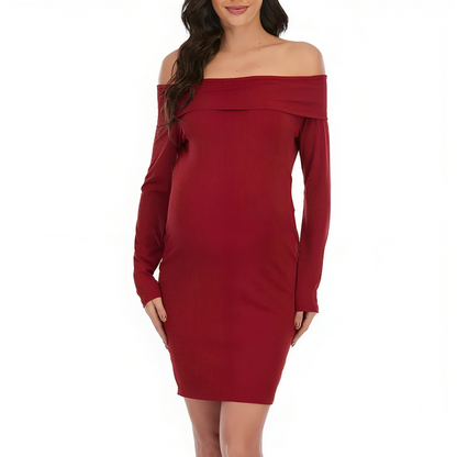 Shoulderless Maternity Casual Dress